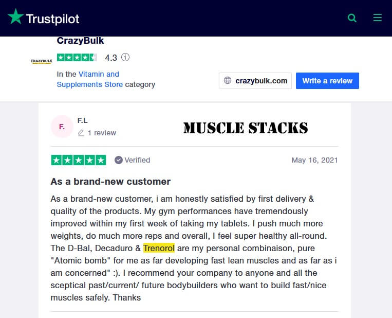 CrazyBulk Trenorol Customer Reviews 2